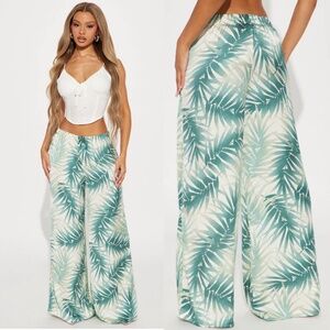 Fashion Nova Feeling Breezy Printed Wide Leg Pant - Ivory/combo